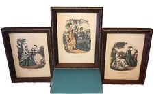 3 Framed Antique Godey's Ladies Fashion Plates Prints Pictures 8 1/2” X 7” picture