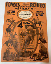 Sidney Iowa 1933 Official Program Rodeo Championship Real Western Frontier picture
