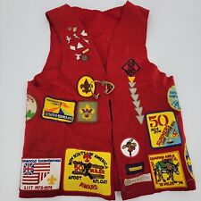 Vintage Boy Scout Red Felt Vest Cub Scout 1969/70s 34 patches 11 pins  picture