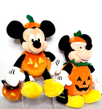 2 Authentic Halloween Mickey Mouse Pumpkin Plush Toy Dolls Disney Store picture
