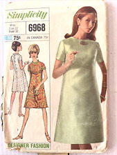 Simplicity 6968  Collarless Princess-line Dress Lined Button Closing MCM Bust 32 picture