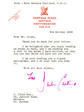 BARBARA CARTLAND (+2000) - British Romance Novelist - Autograph Letter picture
