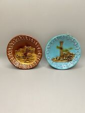 2 Handpainted and Handmade Decorative Plates Made in Greece picture