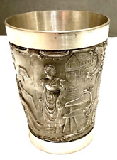 RASTAL Vintage GERMANY Drinking Song Beer Cup High Relief Pewter 4.5” picture