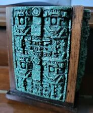 Vintage  Mexican Aztec Style Carved Malachite  Pen Holder picture