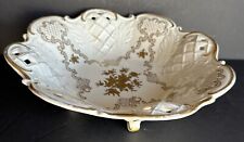 Antique RS Reichenbach Prussia Germany Porcelain 24k Gold Painted Footed Bowl 11 picture