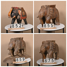 Vintage Wooden Hand Carved Elephant Statue Feng Shui Figurine For Home Decor picture