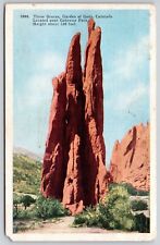 Three Graces Rock Formation Garden Gods Colorado Gateway Park Vintage Postcard picture