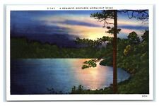 Postcard A Romantic Southern Moonlight Scene, linen X5 picture