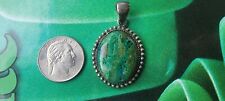 Navajo Large Chrysocolla & STERLING SILVER NECKLACE PENDANT NATIVE AMERICAN picture