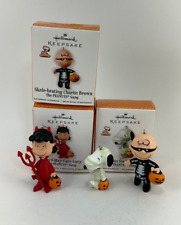 3 Hallmark Miniature Ornaments - Lucy, Snoopy, Charlie Brown - 2010 Halloween picture