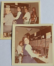 VTG Found Photograph Snapshot Switchboard Woman Working Job Telephones Color picture