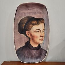 Vintage Mid Century Platter Hand Painted after Edgar Degas Portrait Of Woman 19