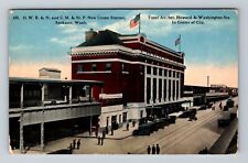 Spokane WA-Washington, O W R & N And C M & St P Station, Vintage c1917 Postcard picture