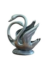 Vintage Silver Plated Dual Swan Figurines Napkin Mail Holder picture