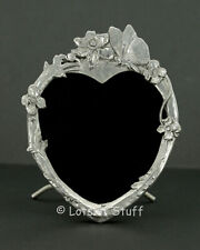 Elias Heart Fine Pewter Frame 1986 SN 925 USA 1784 Butterfly & Flowers picture