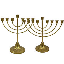 Menorah 9 Branches Gold Anti-Fade Candlestick Holder Hanukkah Candles Gift  picture