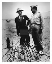 J. ROBERT OPPENHEIMER & GENERAL GROVES AT GROUND ZERO 8X10 PHOTOGRAPH REPRINT picture