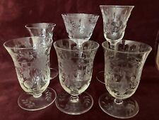 Antique 6x Beautiful Mixed Lot Etched Glasses Edwardian, 3 same size, Cordials picture