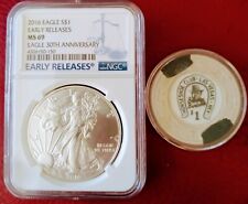 VINTAGE HORSESHOE CASINO CHIP with 2016 1oz Silver Eagle NGC MS69- 30 ANNIVERSAR picture