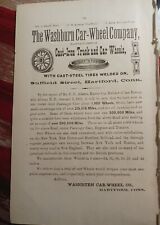 1881 Print Ad ~ WASHBURN CAR WHEEL COMPANY Hartford Connecticut Railroad Train picture