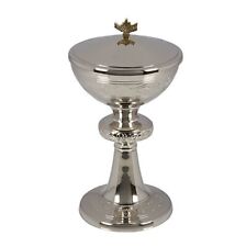 Orthodox Gold and Nickel Plated Brass Fish and Loaf Lid Church Ciborium 10 In picture