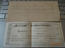 1883 MASONRY & FAMILY MAGAZINE RECEIPT and 1973 American Insurance Co Receipt picture