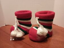 Vtg Lot of 2 Plastic Santa Boots w/Knitted Sock Cover Candy Holder Christmas 4.5 picture