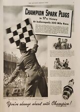 1941 Champion Spark Plugs Vintage Ad at Indianapolis 500 Mile race picture