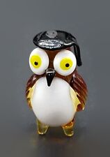 Glass Wise Owl Miniature wearing Graduation Cap Figurine picture