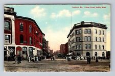 Lewiston ME-Maine, Lisbon Street Looking Down, Vintage Postcard picture