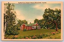 Plainwell Michigan~Red Brick Tavern Charles T Richards~Vintage Linen Postcard picture