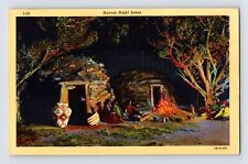 Postcard Navajo Native American Indian Campfire Night Scene 1940s Unposted Linen picture