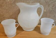 Vintage Kool Aid Man 2 Quart Plastic Pitcher And 2 Cups 1980's White picture