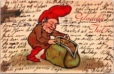Postcard 1909 Gnome Christmas Europe Bag Gifts? D61 picture