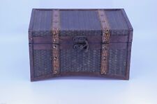 Vintage Wooden Box Covered in Rattan Trinket 10 3/4