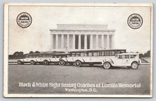 Original Old Postcard Lincoln Memorial Sight Seeing Coaches Washington D.C. USA picture