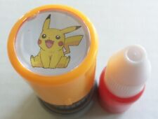 Pokemon ink rubber stamp Pikachu 2cm with red ink bottle picture