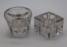Pair Antique Glass Ink Wells Cut Crystal Cube Funnel with Mug Base picture