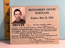 1954 Taxicab License Montgomery County Maryland William Charles Dawson w/photo. picture