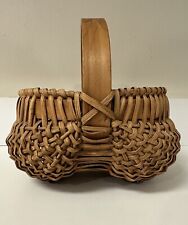 Small Wicker Buttox  Basket Split Oak Handle No Flaws 8.5x9” Primitive  Basket picture