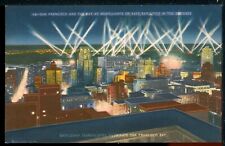 1940's San Francisco Bay at Night CA Searchlights Vintage Postcard M1361a picture