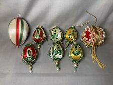 Lot of 8 Vtg Handmade Bead Push Pin Sequin Pearl Satin Christmas Ornaments picture