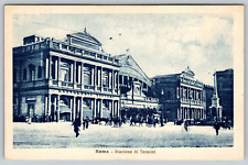 c1910s Italy Rome Termini Station Cyanotype Antique Vintage Postcard picture