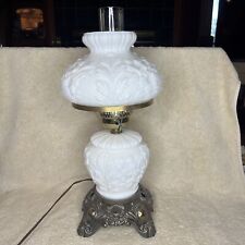 Vintage Fenton Poppy GWTW Lamp White Milk Glass Hurricane Lamp picture