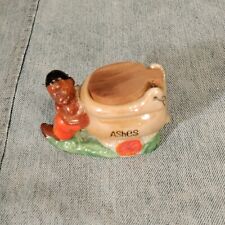 Vintage Boy with Toilet Cigarette Ashtray Ceramic Wooden Lid Japan picture