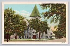 Congregational Church Owosso Michigan Linen Postcard No 4827 picture