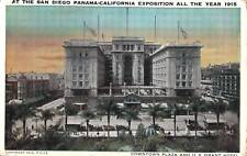 VINTAGE POSTCARD PANAMA CALIFORNIA EXPO 1915 -  DOWNTOWN PLAZA & U.S GRANT HOTEL picture