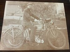 Vintage Photo Print Man on Antique Excelsior Auto Cycle 11 x 14