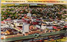 Postcard Skyline of Texarkana Union Station Texas Arkansas Border Line Trains picture